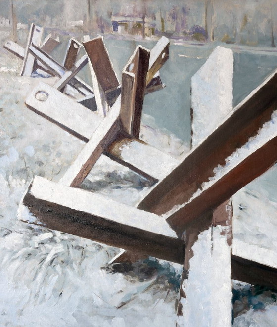 Original Oil Painting Modern Art Symbolism War Snowflakes – Paintings & Drawings, Canvas (photo 4 of 7)