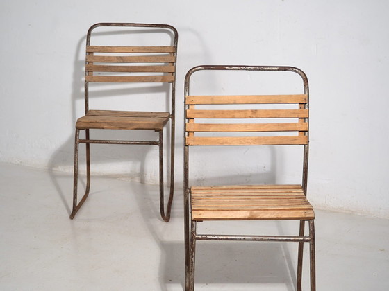 Antique garden chairs (c.1920). Set of 2 pieces #7 – Wood, Iron (photo 14 of 40)