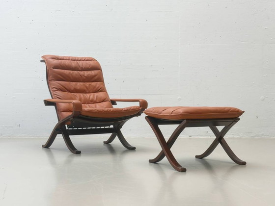 Image 1 of Ingmar Relling “Flex” lounge chair with footstool for Westnofa, Norway, 1960s