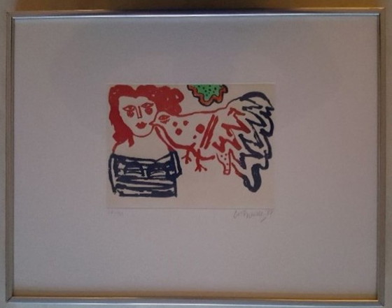 Image 1 of Corneille (CoBrA) - ‘Donna e uccello’ (Acquatinta)