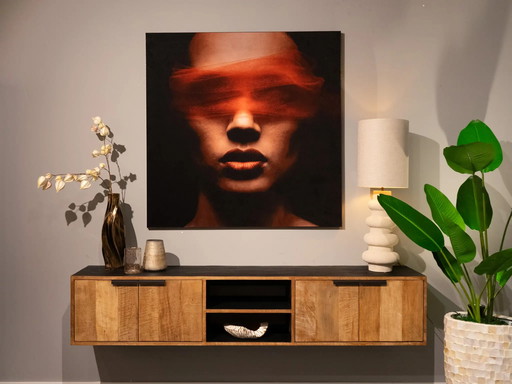 Ragazza accecata rossa - 125x125cm