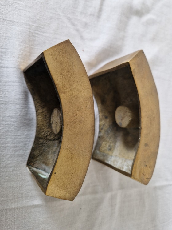 Image 1 of Portacandele brutalisti di metà secolo - Ottone/Bronzo massiccio - Anni '60/'70 (Set di 2) - Design scandinavo