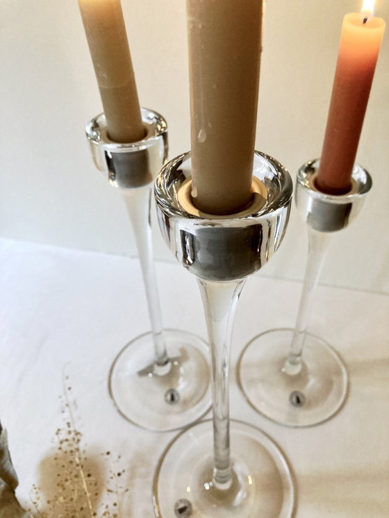 Image 1 of Trio di candelieri in vetro, Ikea, Blomster, 1999