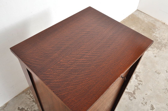 Image 1 of Vintage English Roller Door Cabinet in Oak 1930s