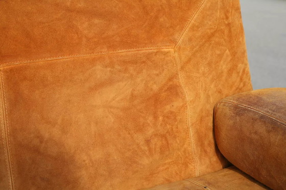 Image 1 of Canapé Orange Cuir Suédé et Acier