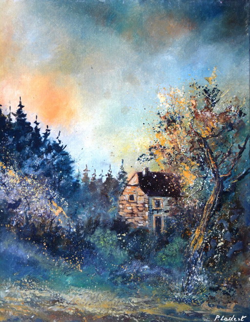 A Hunter's Shelter – schilderijen tekeningen, Canvas