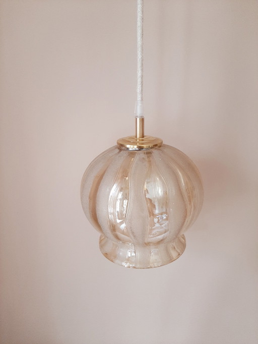 Vintage bubble hanglamp | Vintage bol amberkleur jaren 60
