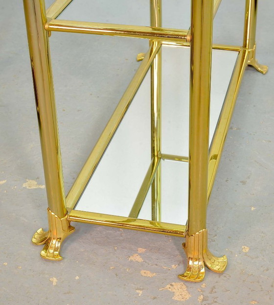 Image 1 of Hollywood Regency Style Ramiro Tarazona 24 Carat Gold Plated Mid-Century Display Cabinet with Glass Shelves. Spain, 1980s.