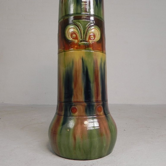 Image 1 of Flemish flowerpot on pedestal, ceramic, 1920s