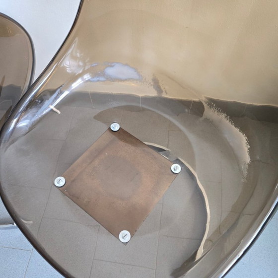 Image 1 of SET DI 4 SEDIE VINTAGE EUROSTEEL DEL 1970, IN PLEXIGLASS E CROMATO, DISEGNATE DA DLG BORIS TABACOFF