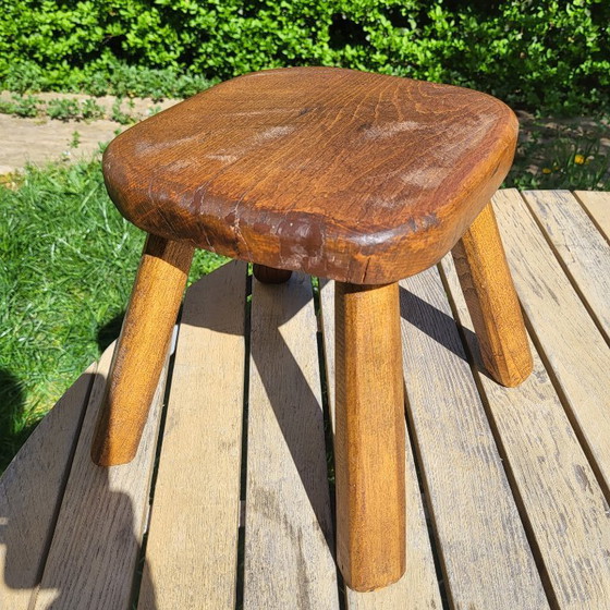 Image 1 of Milking Stool, Brutalist Shepherd in Solid Wood