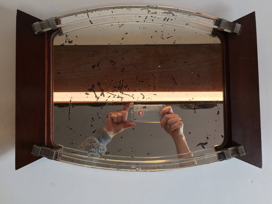 Image 1 of Specchio Art Déco e vassoio in legno Francia