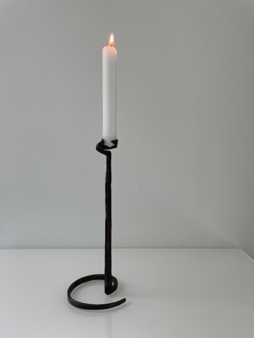 Brutalist wrought iron candlestick by Lance Cloutier (1980s)