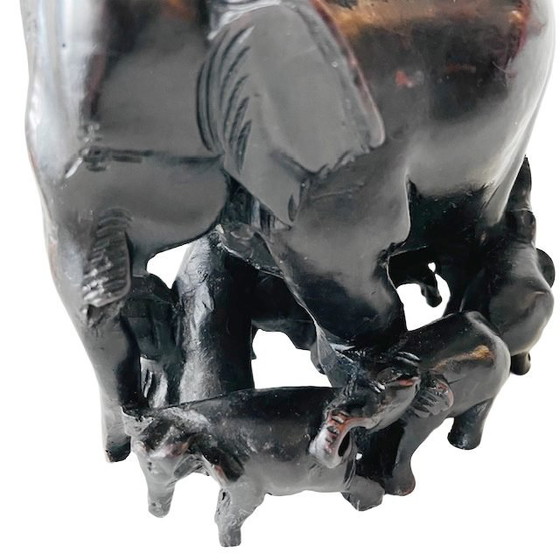 Image 1 of Statue de famille d'éléphants XL du milieu du siècle dernier