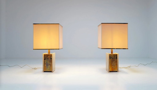 Couple de lampes en travertin, 1970