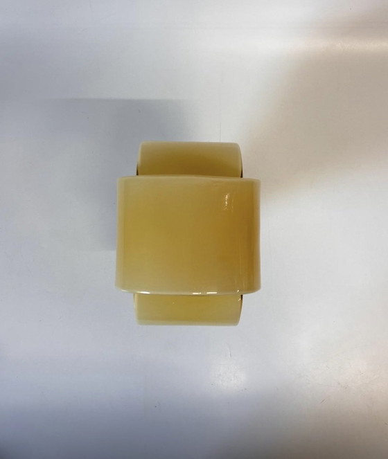 Image 1 of Zeldzame vintage Thabur plafondlamp geel messing houder