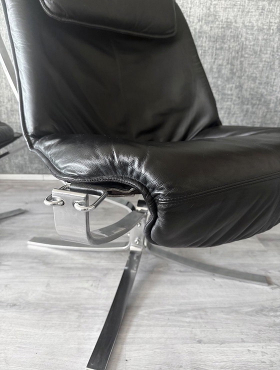 Image 1 of Fauteuil et repose-pieds Vintage Falcon – Sigurd Resell – Chrome