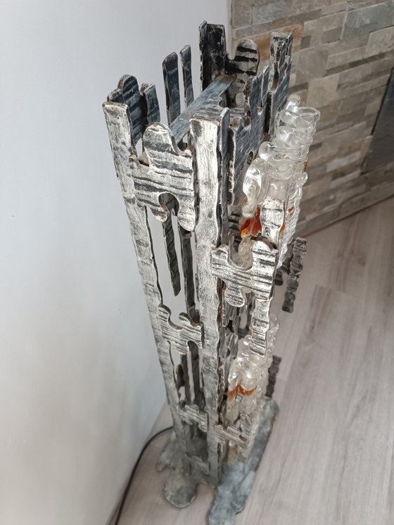 Image 1 of Brutalistische, skulpturale Stehlampe von Albano Poli für Poliarte, 1970