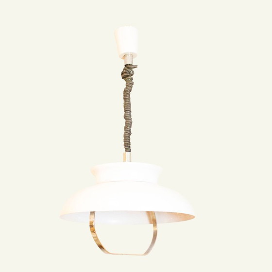 Image 1 of Witte Italiaanse hanglamp uit het ruimtetijdperk, jaren 70