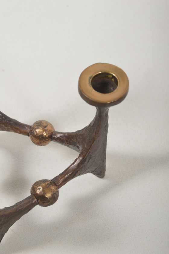 Image 1 of Brutalist candelabra in bronze by Michael Harjes, 1960s