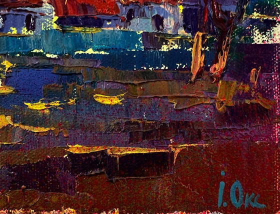 Original Oil Painting Rural Church Landscape The Sun Greets In The Morning – Paintings & Drawings, Canvas (photo 5 of 8)