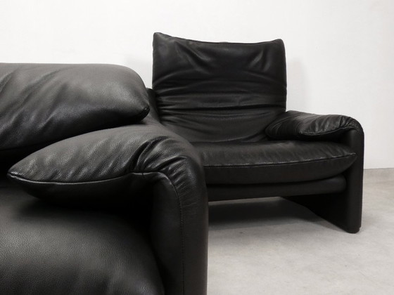 Image 1 of Set di 2 Cassina Maralunga 2,5 posti - pelle nera