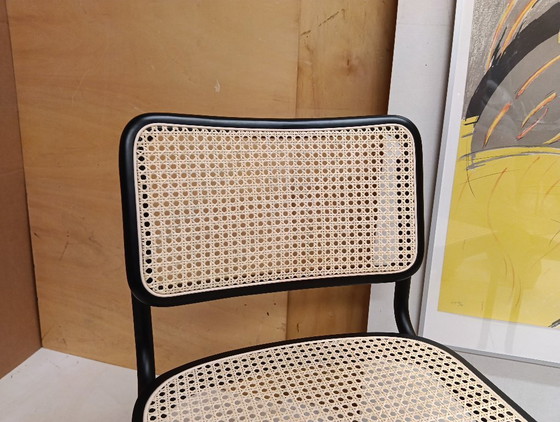 Image 1 of ALIVARMVSEVM 104. SET of 2 CESCA B32 Chairs (NEW) in Black Frame Limited Edition 