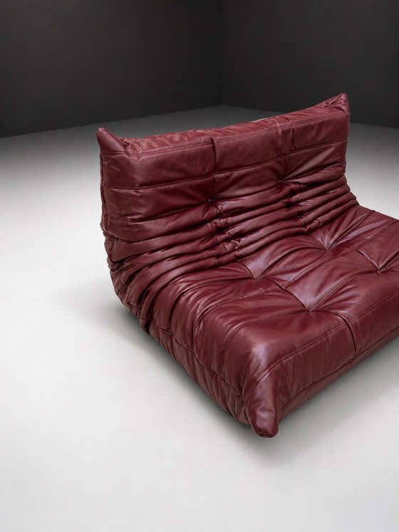 Togo Divani 2 posti Ligne Roset in pelle rosso bordeaux di Stolz (foto 6 di 11)