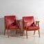 Poltrone rosse stile vintage (c.1960). Set di 2 pezzi – Retro (photo 10 of 40)
