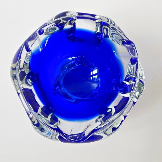 Image 1 of SUPERB VINTAGE 1960s MURANO BLUE GLASS ASHTRAY