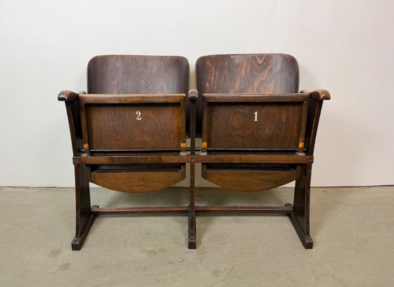 Vintage Two-Seat Cinema Bench from Thonet, 1950s – Folding chairs, Wood (photo 2 of 21)