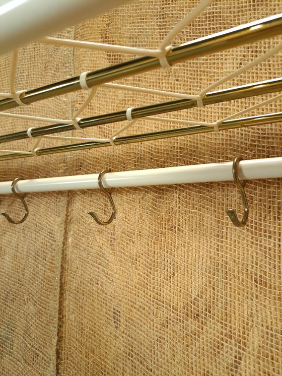 Image 1 of Coat rack from Sweden gold with wood, no. 11