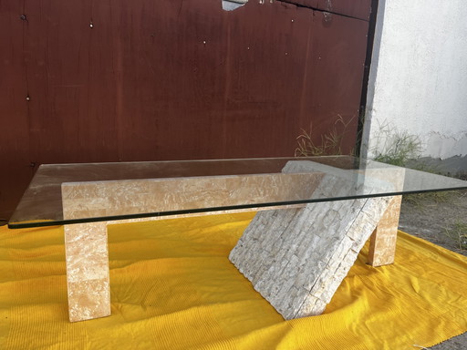 Vintage Mactan Stone Coffee Table – salontafels, Glass (photo 2 of 6)
