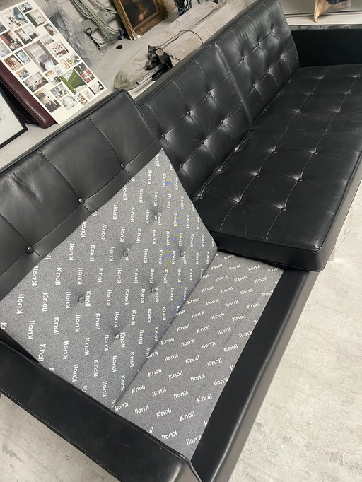 Florence Knoll 3 zits bank zwart leder