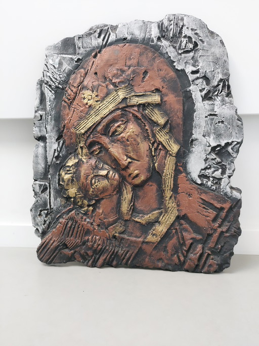 Plaque Madone et Enfant Jésus