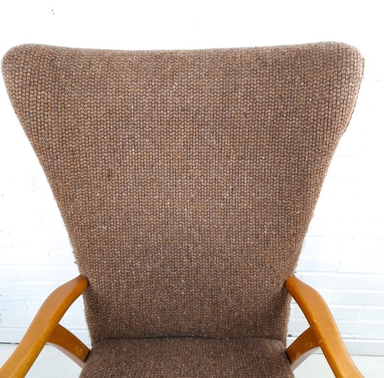 Vintage Wingback Armchair 60s/70s Mid Century Modern – Gold, Textile (photo 6 of 11)