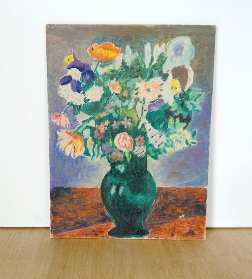 Vintage Floral Still Life, Impressionistic Early 1960s – schilderijen tekeningen, Canvas