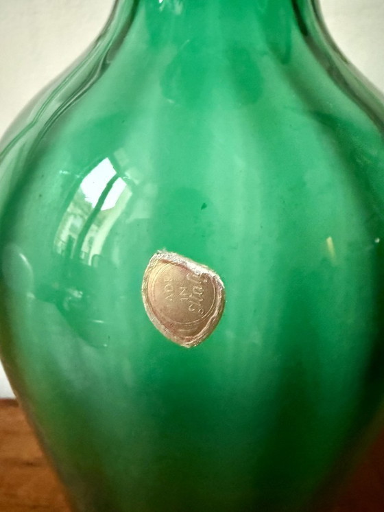 Image 1 of Smaragdgrüne, mundgeblasene Glasvase, hergestellt in Italien