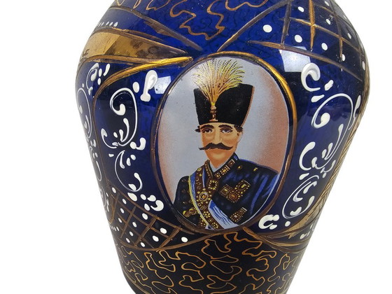 Image 1 of Böhmen – Dekanter – Nasser al-Din Schah Qajar – Kobaltblau – vergoldet – 2. Hälfte des 20. Jahrhunderts