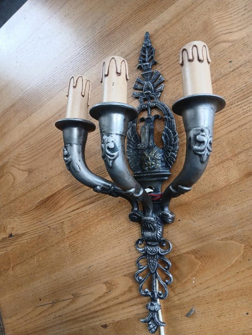 Lampada da parete in bronzo Impero dei Cigni XIX secolo