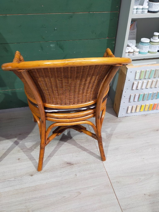 Rieten Stoel Met Kussentje – stoelen fauteuils, Rattan, Textile (photo 2 of 6)