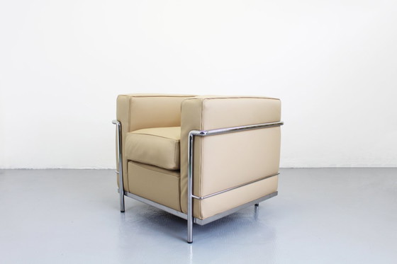 Image 1 of Lc2 Chair Le Corbusier Beige Leather Cassina, Charlotte Perriand Seats