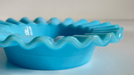 Image 1 of CENDRIER Vide-Poche Verre OPALIN Bleu VINTAGE