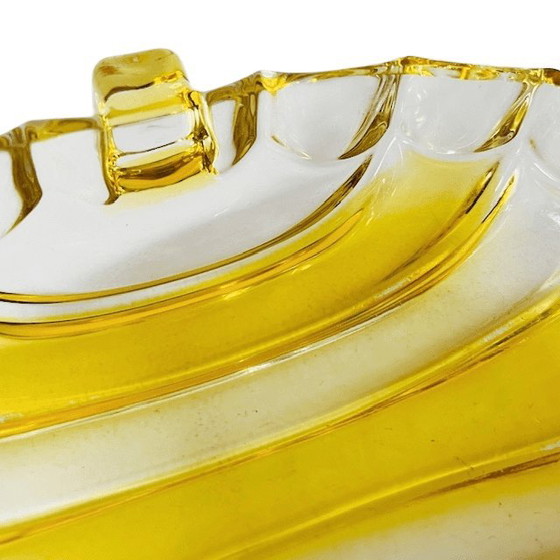 Image 1 of Bol vintage en verre jaune August Walther & Sohne des années 1970