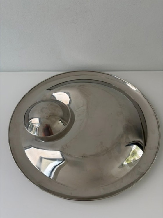 Sculpturale Hoogglans RVS Schaal – Space Age Design – Schalen (photo 13 of 13)