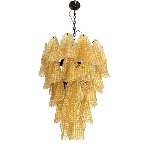 Lustre contemporain "Rondine" en verre de Murano Sputnik à cascade d'or