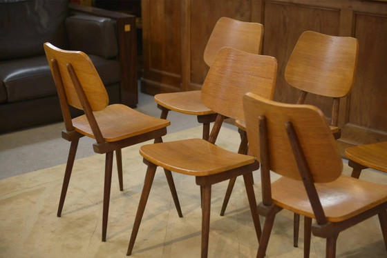 Set di 6 sedie in rovere degli anni '60. – Sedie da pranzo, Legno, Vintage (photo 9 of 13)