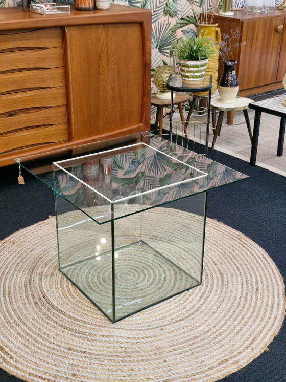 Image 1 of Tavolino da caffè vintage in vetro cubico