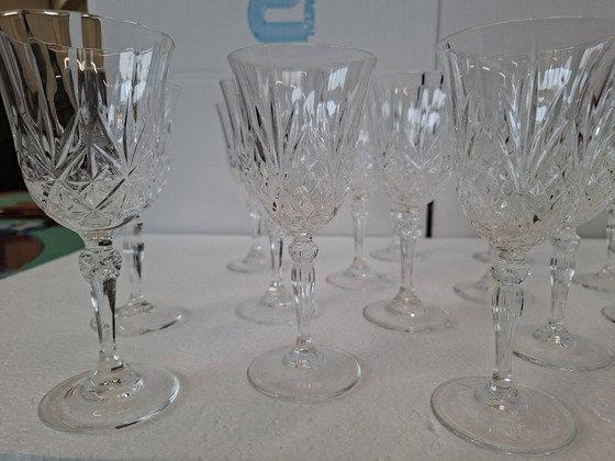 Image 1 of Gorgeous Set of 20 Hand Cut Crystal Glasses (1985)