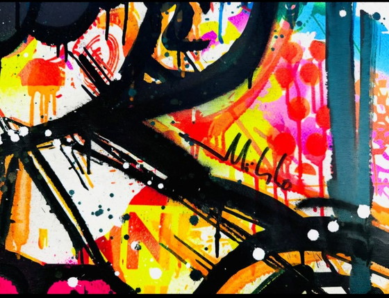 Mikko - Super Mario Bros City Pop Tribute - 95x95 - signed with COA, Paintings & Drawings, Canvas, Black (photo 4 of 6)